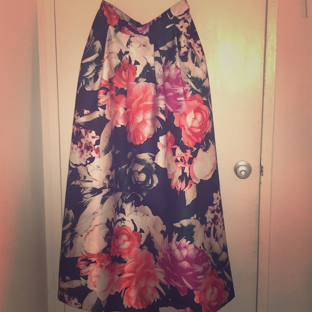 Eliza J floral ballgown skirt and crop top